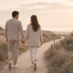 Paar am Strand als Symbol für Nähe und Verbundenheit